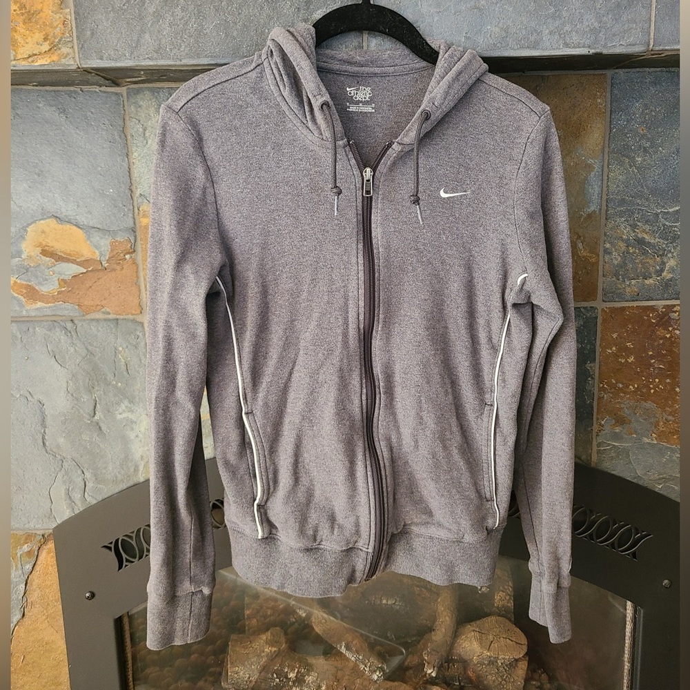 Nike Athletic Dept Grey and White Zip Up Hoodie size medium 100% cotton